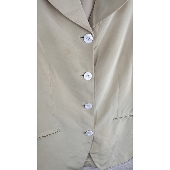 Preston & York Blazer Womens 14 Butter Yellow Silk Short Sleeve Button Up Jacket - Picture 5 of 11